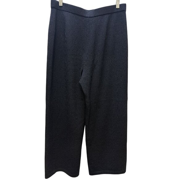 St. John Caviar Knit Wide Leg Pants Black M - Picture 2 of 3